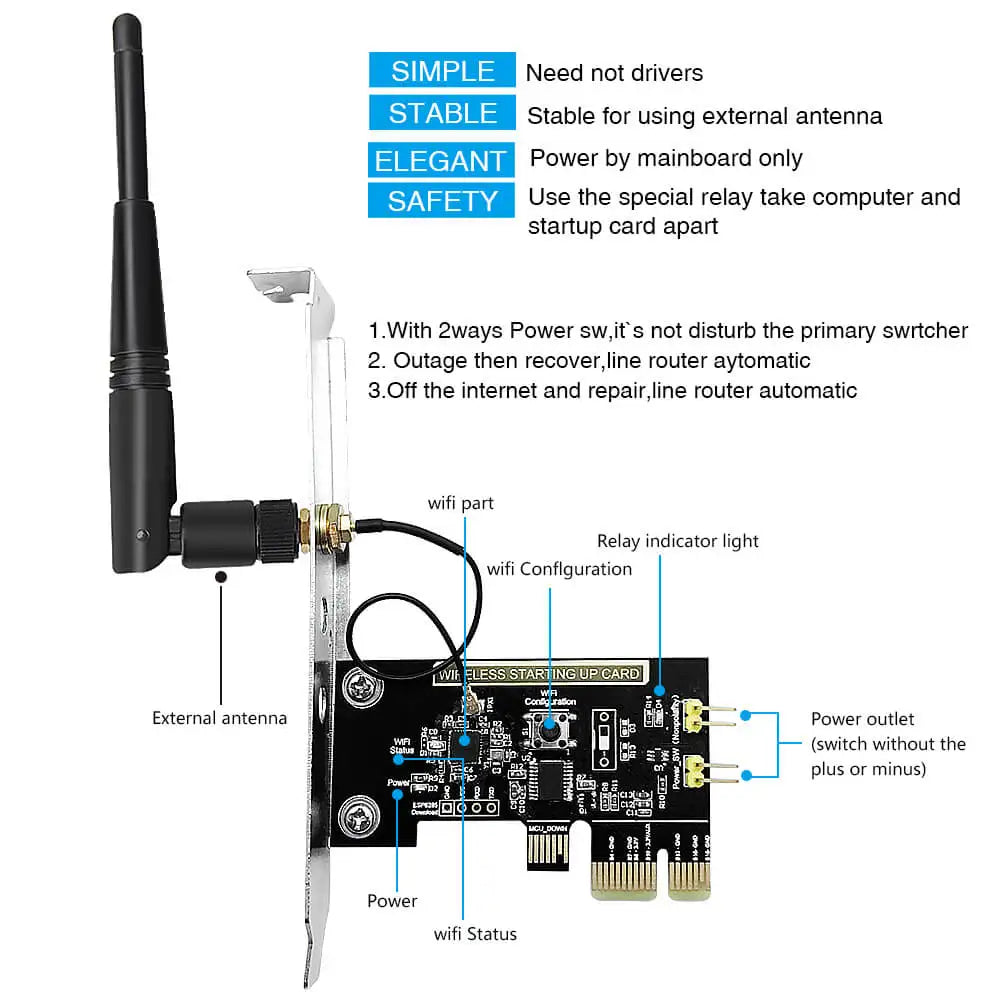 Custom EweLink Mini PC Remote Control Turn On/OFF Switch Boot Card Relay Module Restart Switch for PCI-e Desktop Manufacturer