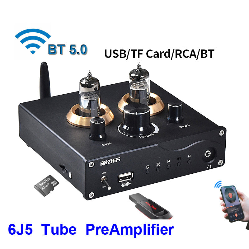 6J5 Vacuum NE5532 Tube Preamp Headphone Amplifier HiFi Stereo Preamplifier APTX ES9023 Home Theater Pre AMP pcb assembly