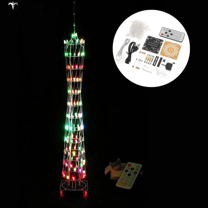 Custom Lonten DIY Little Colorful LED Light Cu-be Canton Tower Suite IR Remote Control Electronic Kit Manufacturer