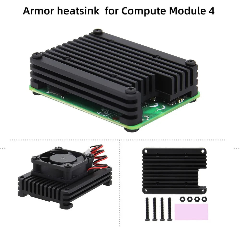 Custom Raspberry Pi Compute Module 4 CM4 12mm Embedded Aluminum Heatsink / Cooler / Radiator / Protective Shell Support 30mm Fan Manufacturer