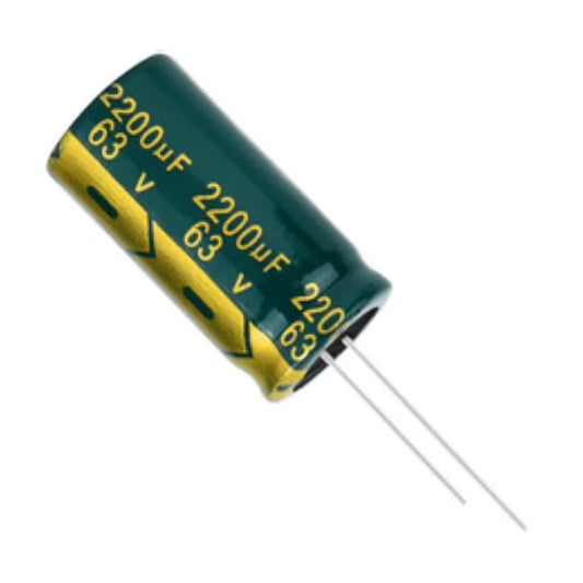 Custom high quality 63V2200UF 63V 2200UF 18*35MM aluminum electrolytic capacitor 63V 2200UF 18*35MM Manufacturer