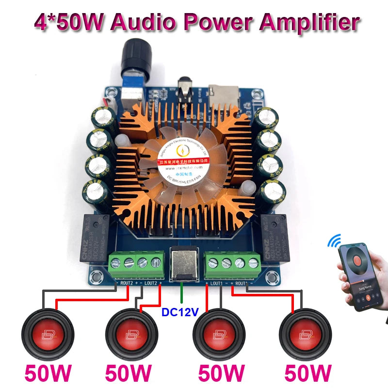 Custom TDA7388 4*50W Audio Power Amplifier Board Automotive 4.0 Ch AMP Class AB Car Stereo Home Theater Amplifiers board pcb assembly Manufacturer