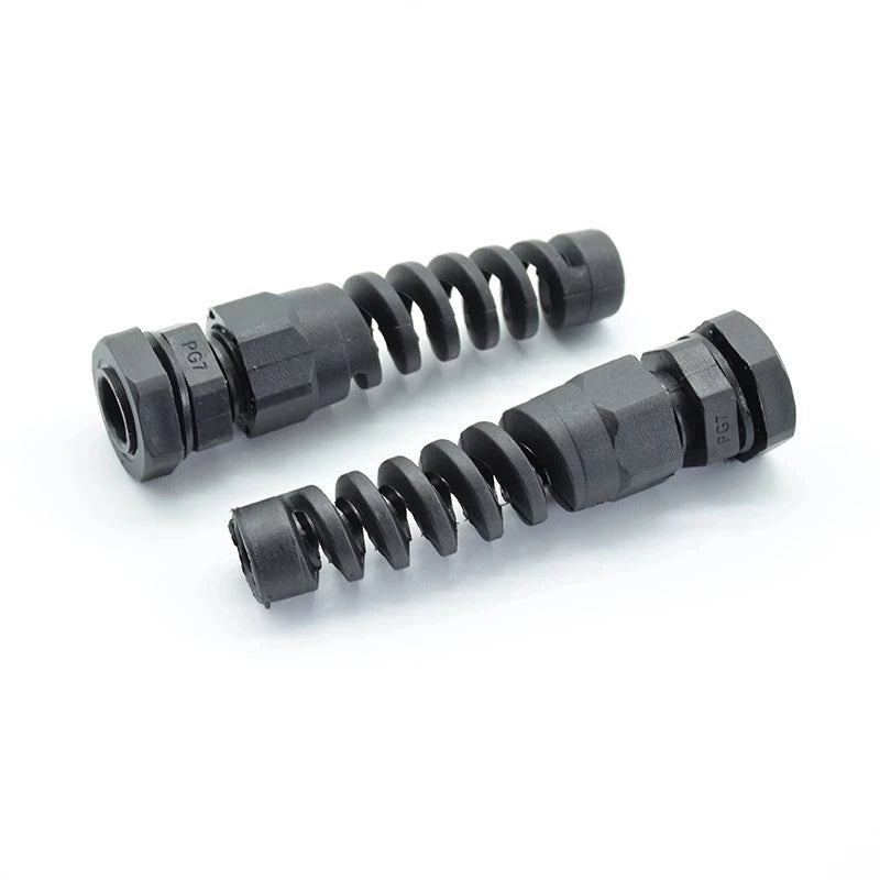 Custom IP68 Waterproof M12 PG7/PG9/PG11 Cable Gland Connector Plastic Flex Spiral Strain Relief Protector For 3.5-6mm Wire Thread Manufacturer