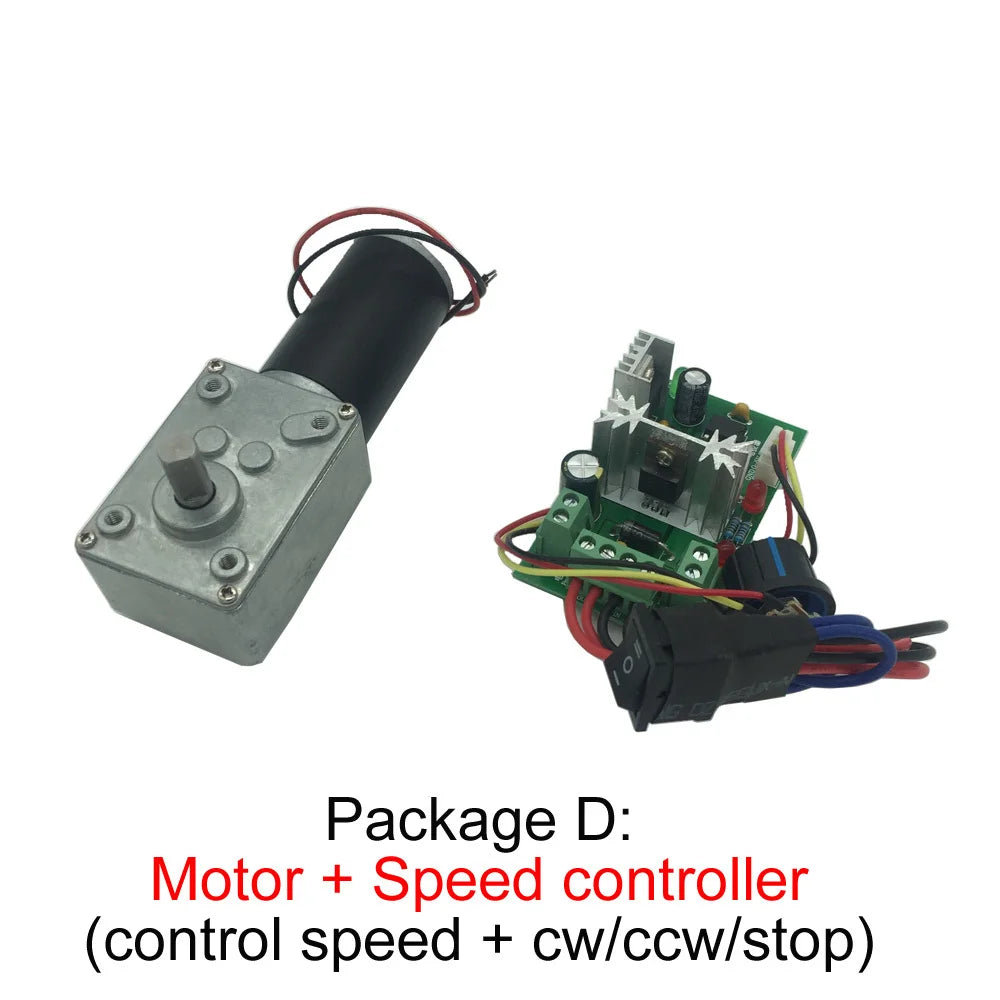 Custom Worm Gear Motor 12V 24V Reversed 12-470rpm DC Motor High Torque 3.4-70kg Self-Lock For Curtain Machine Billboard Home Equipment Manufacturer