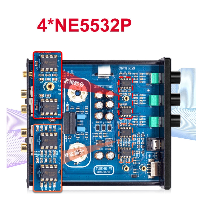 6K4 Vacuum Tube Preamp HiFi Stereo Audio Receiver NE5532 USB TF Card Music Player Headphone Amplifier WAV/APE/FLAC pcb assembly
