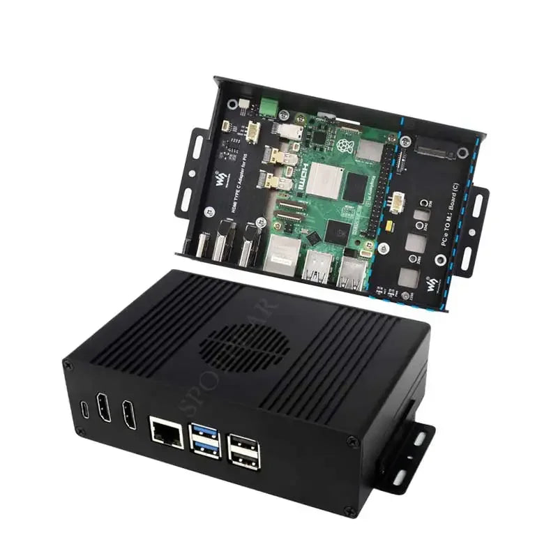 Custom Raspberry Pi 5 Box Case Kit-C PCIe to M.2 NVMe SSD with for and Ethernet Ports All to Pi's USB Side