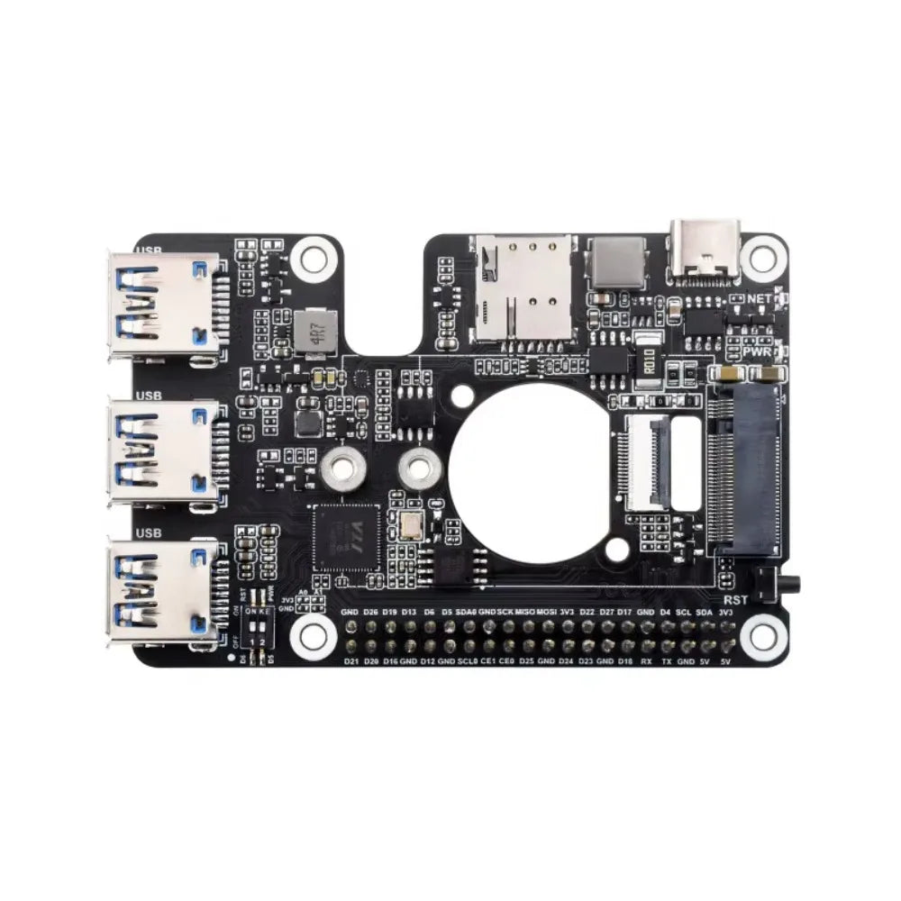 PCIe to M.2 4G/5G And USB 3.2 HAT for Raspberry Pi 5,Compatible with SIMCom/Quectel 4G/5G modules,Raspberry Pi 5 HAT,High-speed