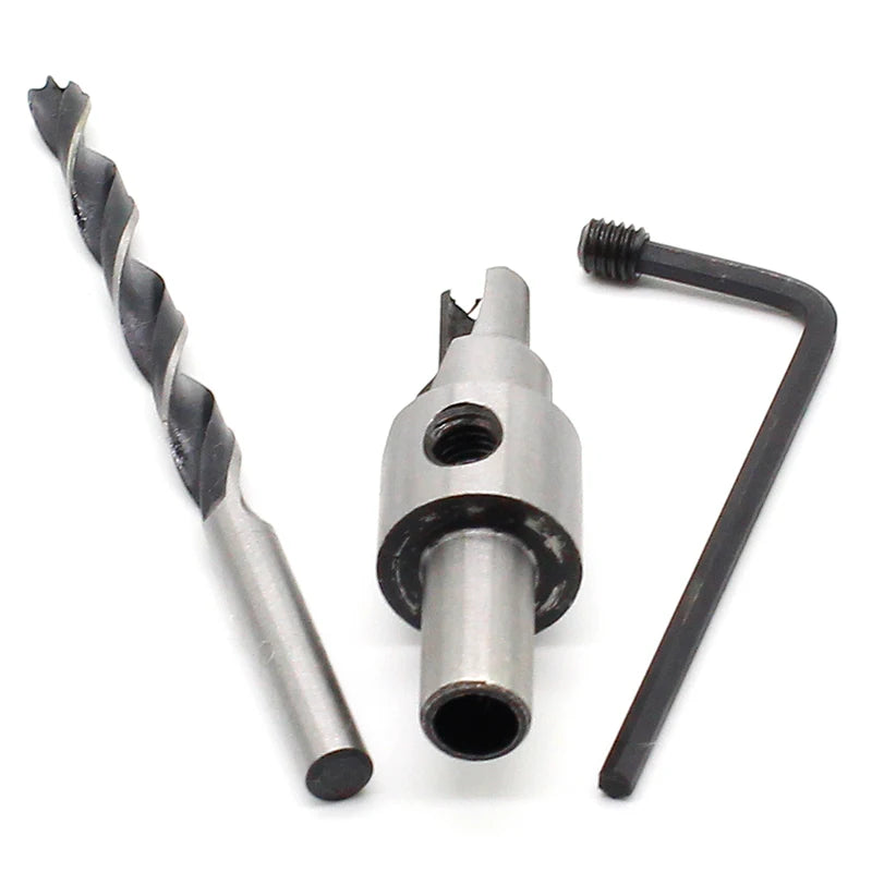 Custom 2pc Countersink Drilling 3 Steps Pilot Drill Bits Set Reamer Screw Wood Window Hinge Hole Saw Chamfer 4 6 5 7mm steps 8mm Shank Manufacturer