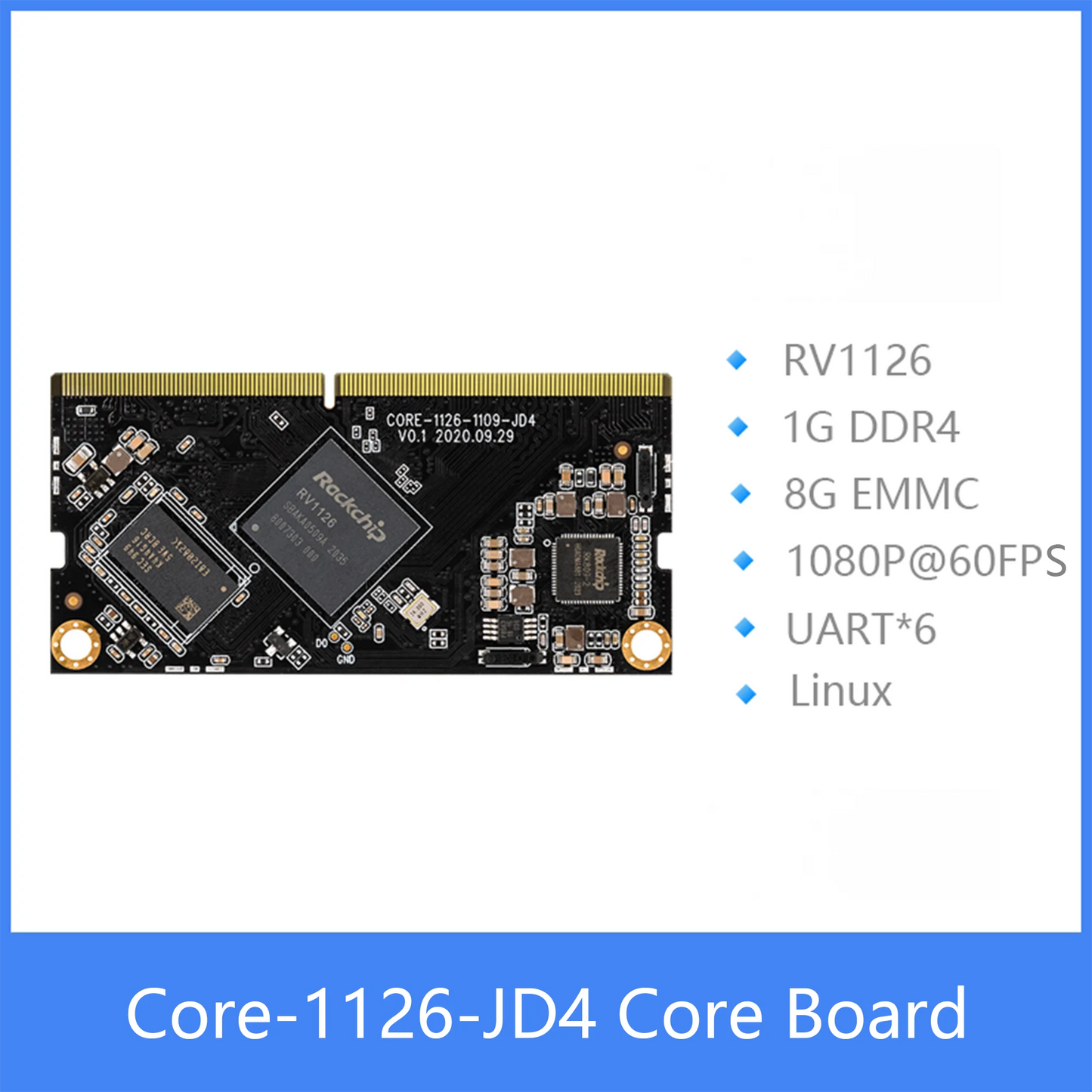 Custom Core-1126-JD4  High-Performance AI Vision Core Board 1G+8G 1080P Face recognition Linux Cortex-A7 32bit ARM Manufacturer