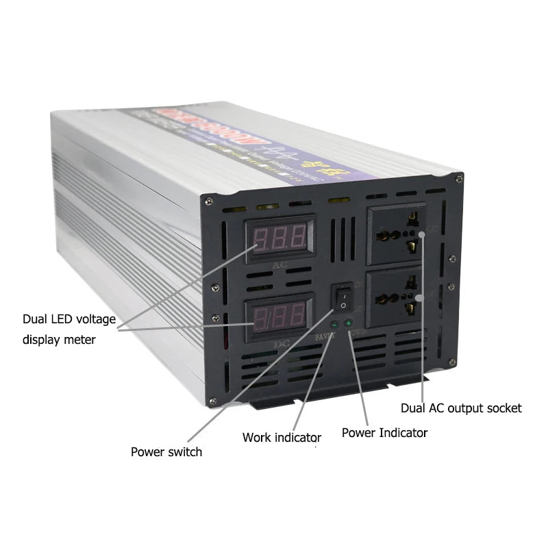 Custom 6000W 5000W Pure Sine Wave Inverter TWO Output DC 12v/24v To AC 220V Voltage Transformer Power Converter Cars Solar Inverter Con Manufacturer