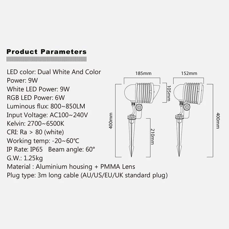 Custom Zigbee Smart LED Garden Light Outdoor 9W AC100~240V LED Work With Samrtthings Voice Control By Alexa Manufacturer
