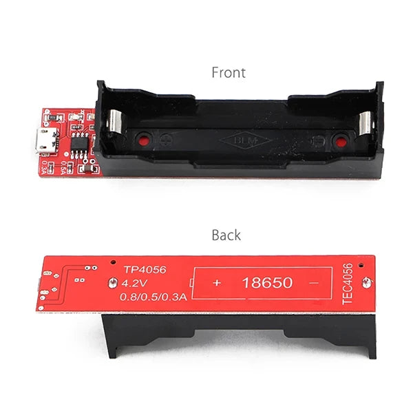 Custom 1 slot 18650 Battery Charging Holder Charging Board TP4056 0.3A / 0.5A / 0.8A with Protection Board Manufacturer