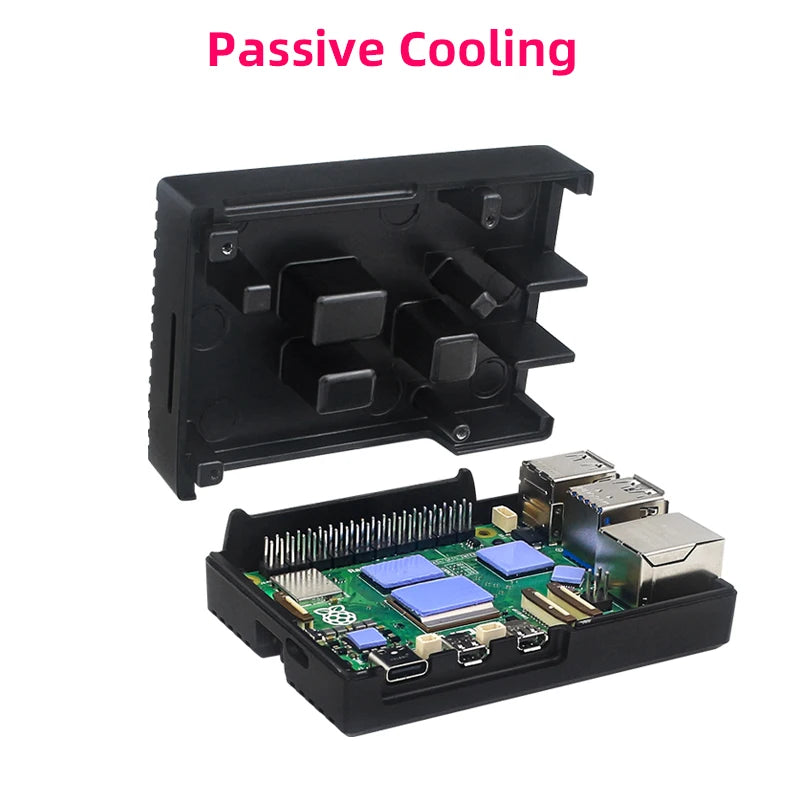 Raspberry Pi 5 Aluminum Case Passive Cooling Shell with Silicone Heat Sinks Switch Button Silent Heat Dissipation for RPI 5 Pi5