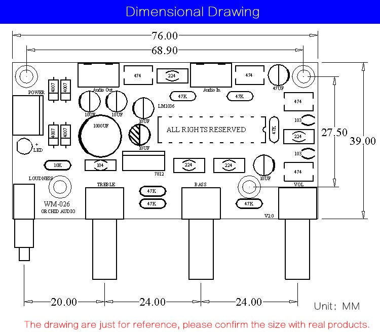 LM1036 OP-AMP HIFI Pre Amplifier Preamplifier Volume Tone Treble Bass Loudness Control audio amplifier board Preamp pcb assembly customize
