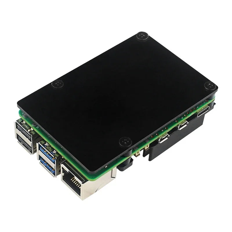 CNC Black Aluminum Case with Active and Passive Cooling Fan RPi 5 Metal Case for Electronic Components Raspberry Pi 5