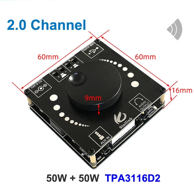 Custom 50W+50W 5.0 Power Amplifier Class D Digital TPA3116 Audio 10W~200W HiFi Stereo TPA3116D2 USB Sound Card App AMP pcb assembly Manufacturer