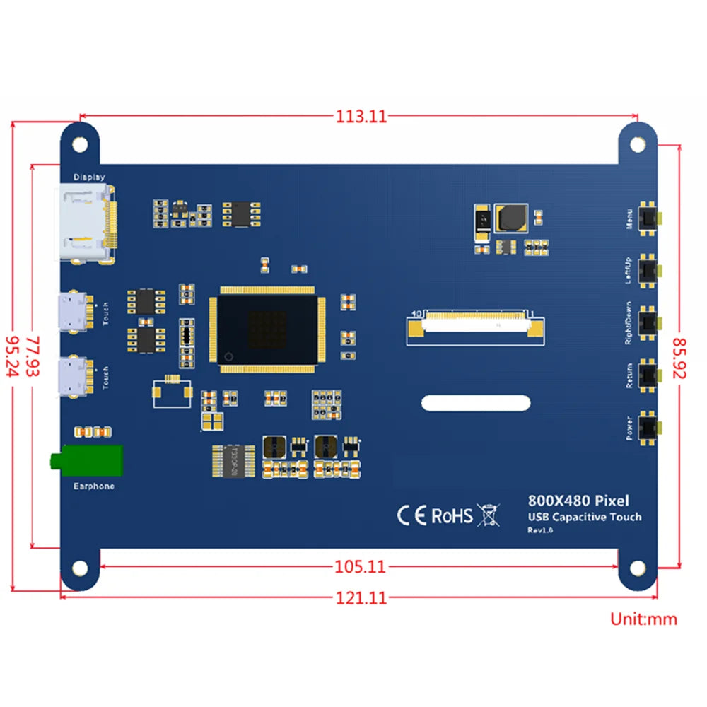 Custom 5 Inch Draagbare Monitor HD 800X480 Capacitieve Touchscreen Lcd Display Voor Sony PS4/Raspberry Pi/pc/Banana Pi Manufacturer