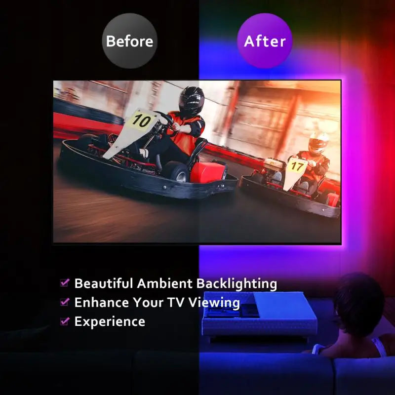 Custom Lonten RGB 5050 LED Strip Light IR Remote Control Music Sync Lights Flexible Lighting Ribbon Tape For Desktop Screen T Manufacturer