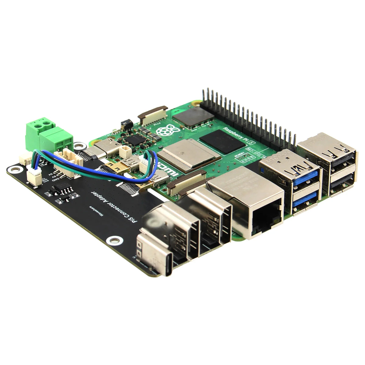 Micro HD to HD Multifunctional Adapter, Compatible with Raspberry Pi 5 / 4B, Two Power Supply Methods, Supports Dual 4K Outp