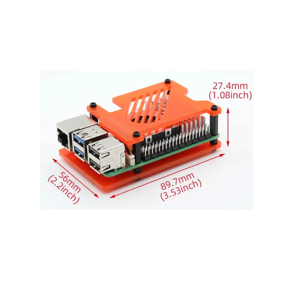 Acrylic Frosted Envelope Shell for Raspberry Pi 5 Radiator Fan Active Cooler with Active Cooler Electronic Components