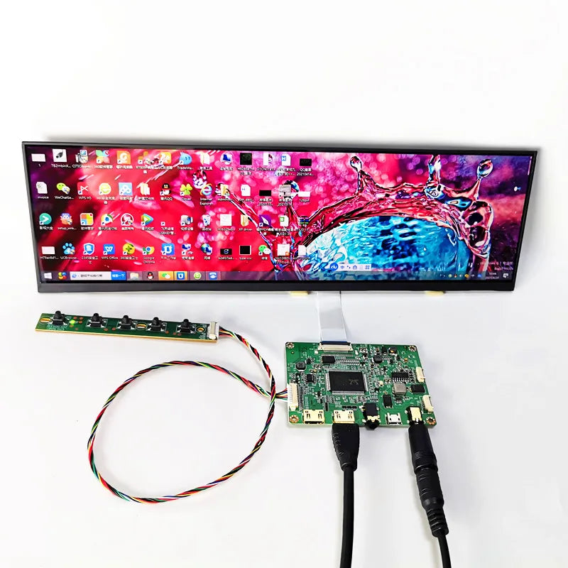 Custom 12.6 inch capacitive touch display module kit 1920*515 Strip shape LCD HD-compatible advertising Raspberry Pi Car LCD Module Manufacturer