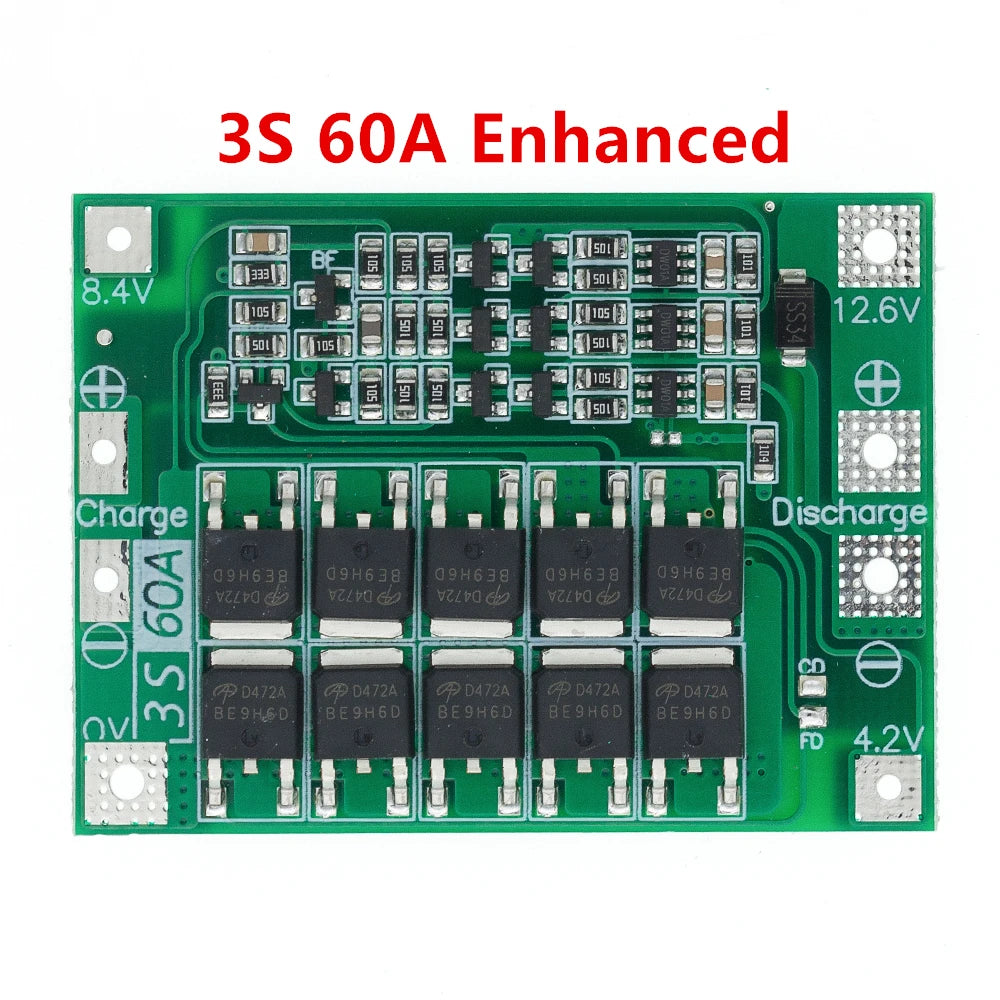 Custom 3S/4S 40A 60A Li-ion Lithium Battery Charger Protection Board 18650 BMS For Drill Motor 11.1V 12.6V/14.8V 16.8V Enhance/Balance Manufacturer