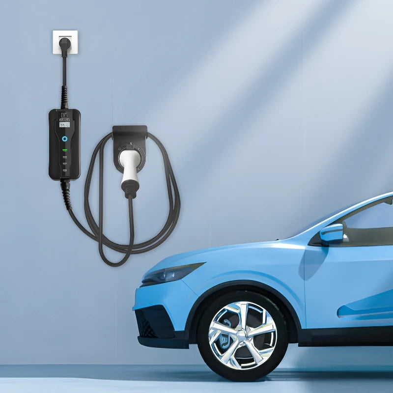 Custom Electric Car Charger Type 2 Schuko Plug Level 2 16A EVSE 220V 3.6kW EV Fast Charging Mobile Wallbox 5m Cable 8A 10A 13A Manufacturer