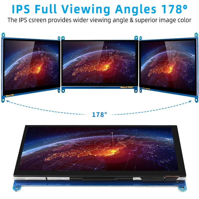 Caturda 7 Inch Touch Screen 1024*600 IPS Portable Display Raspberry Pi 5 4B 3B+ 3B Zero -compatible Secondary Monitor PC