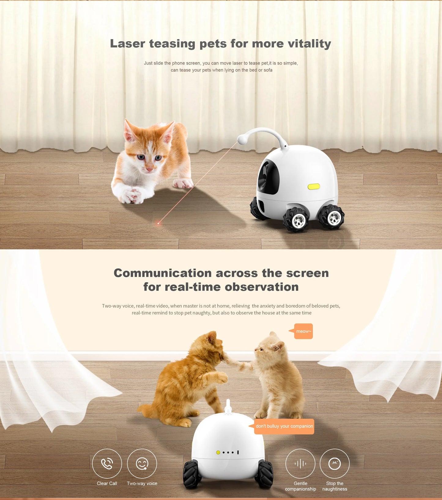 Custom Pet Toys Webcam Full HD 1080P smart pet robott robot pet toys robot with dog camera treat Cat toy Intelligent companion robot Manufacturer
