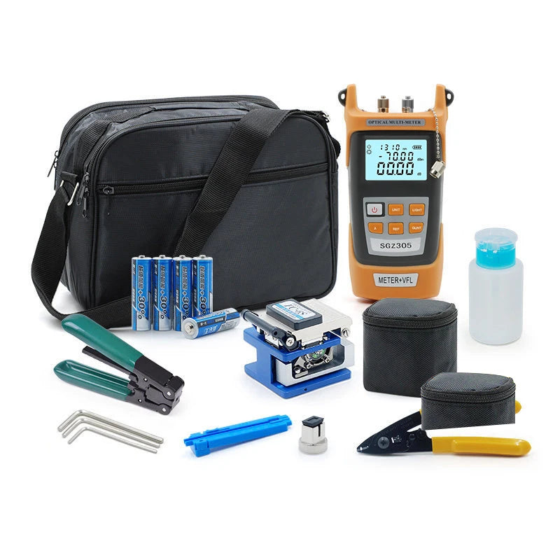 Custom FTTH Fiber Optic Tool Kit with FC-6S Fiber Cleaver and Optical Power Meter 5MW Visual Fault Locator machine Wire stripper CFS-2 Manufacturer