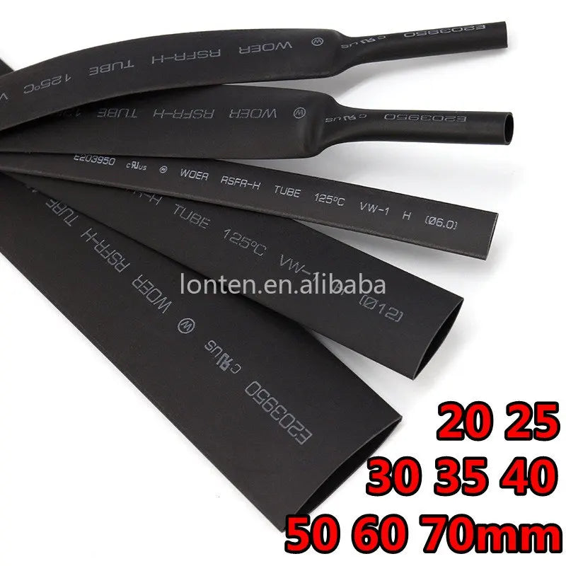 Custom Custom 1 METER/LOT 2:1 Black Color  28mm 30mm 35mm 40mm 50mm Heat Shrink Tubing Tube Manufacturer