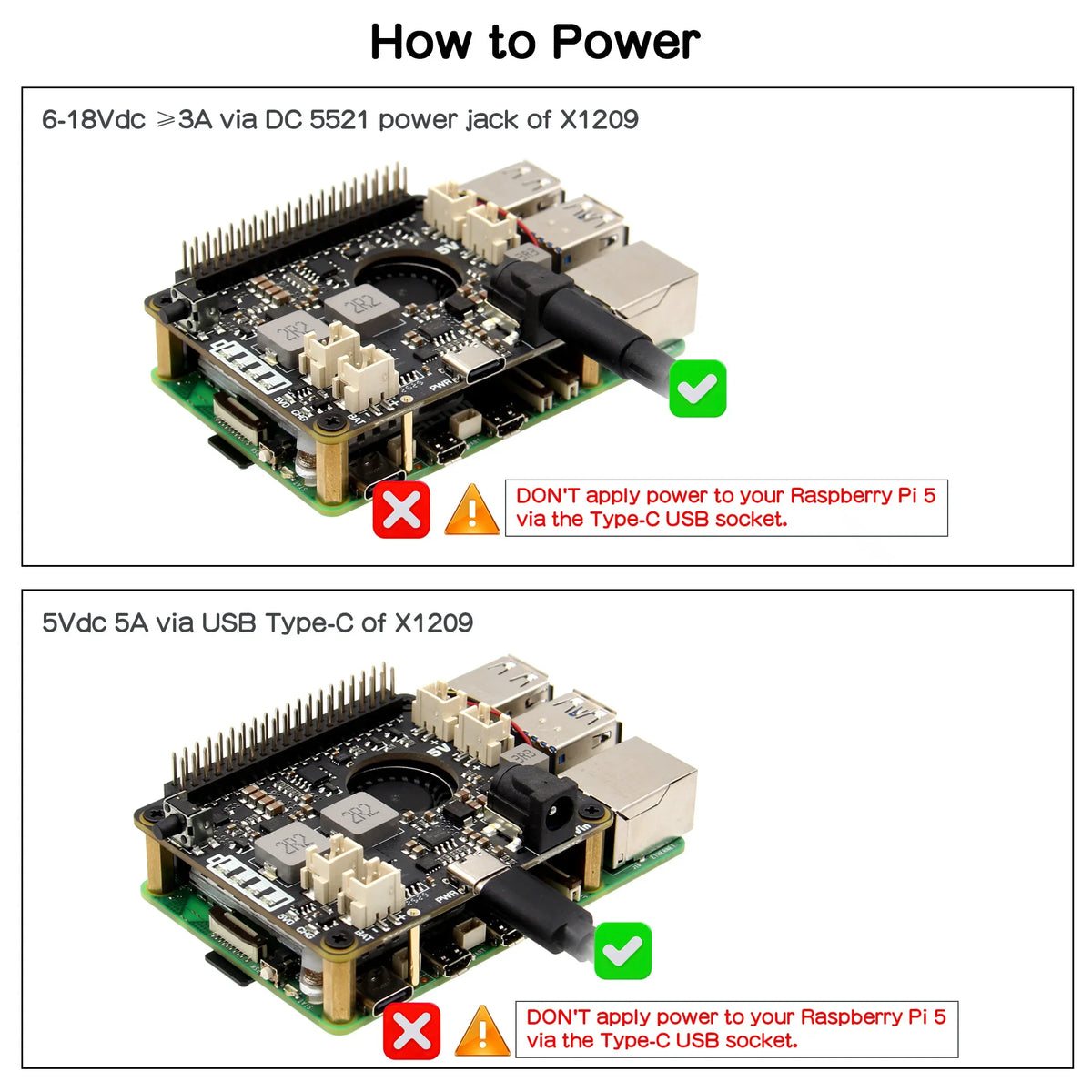 X1209 V1.0 5V UPS Shield & Power Management Board for Raspberry Pi 5 / 4B /3B