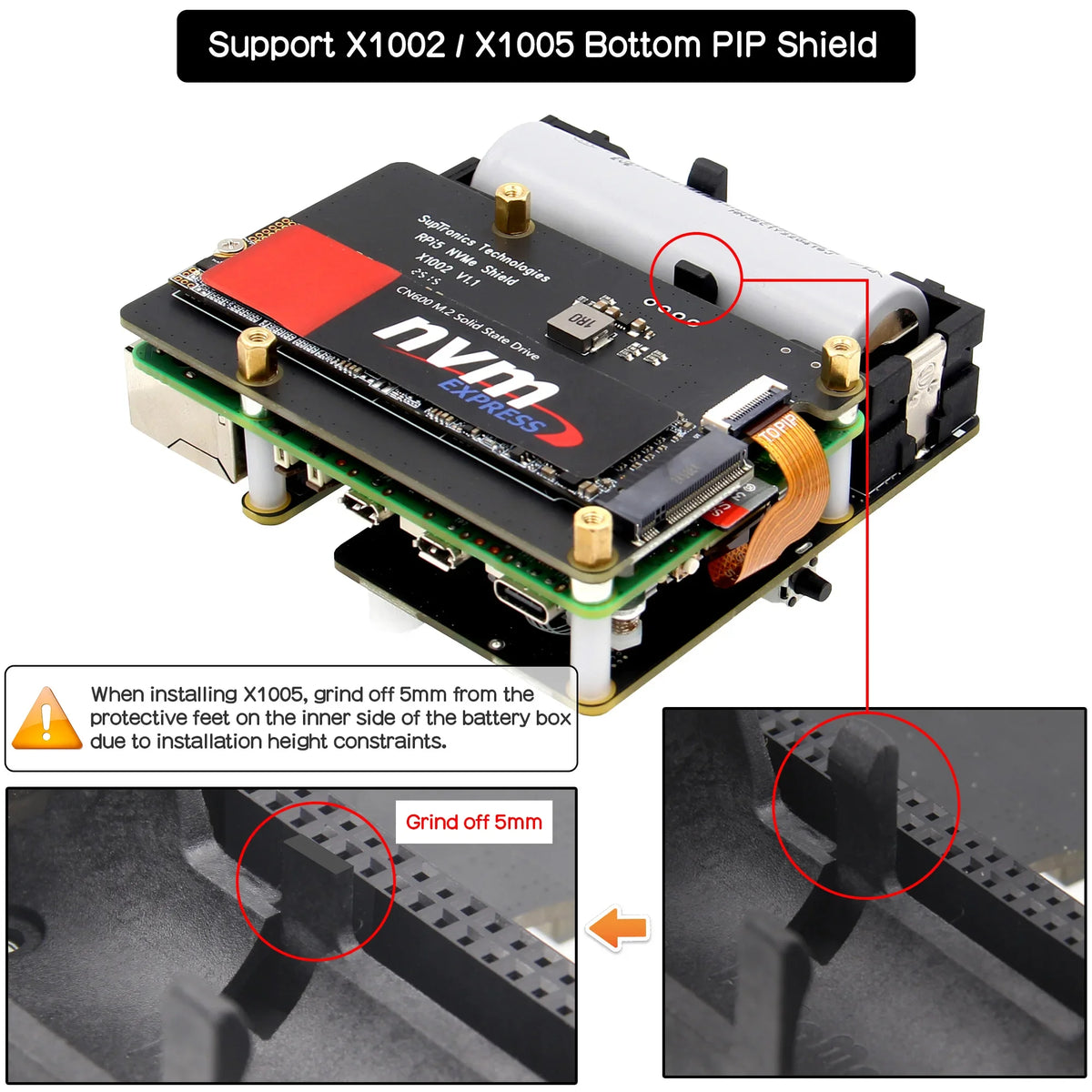 X1207 V1.2 POE+UPS Hat Power Management Board Compatible with 1 Cell 21700 Batteries for Raspberry Pi 5