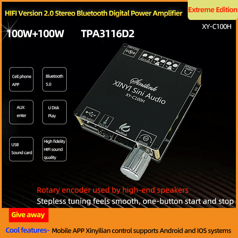 100W+100W TPA3116D2 HiFi Stereo Audio Digital Power Amplifier TPA3116 Class D Aux USB Sound Card Mini APP Amp pcb assembly Custom