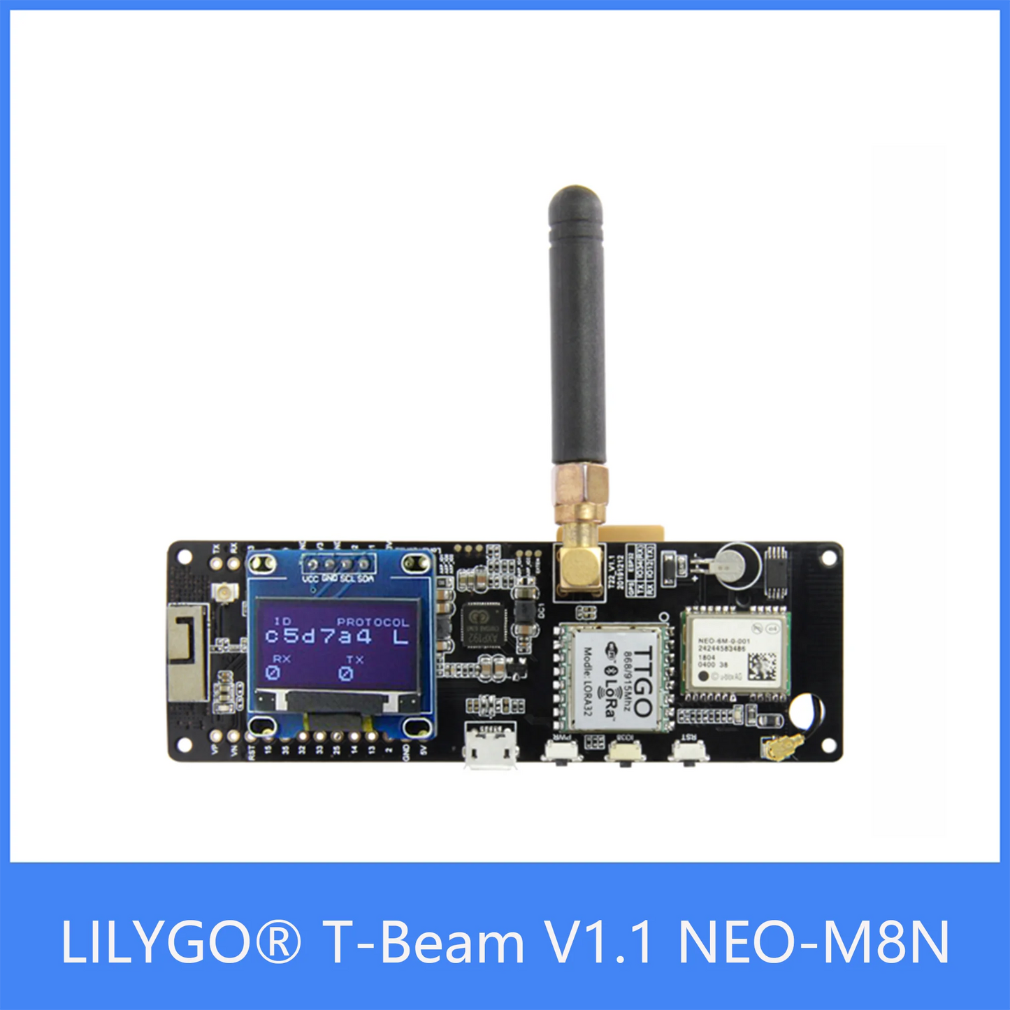 Custom TTGO T-Beam V1.1 ESP32 LORA 433/868/915/923MHZ WiFi Wireless BT Module GPS NEO-M8N IPEX 18650 Battery Holder Manufacturer