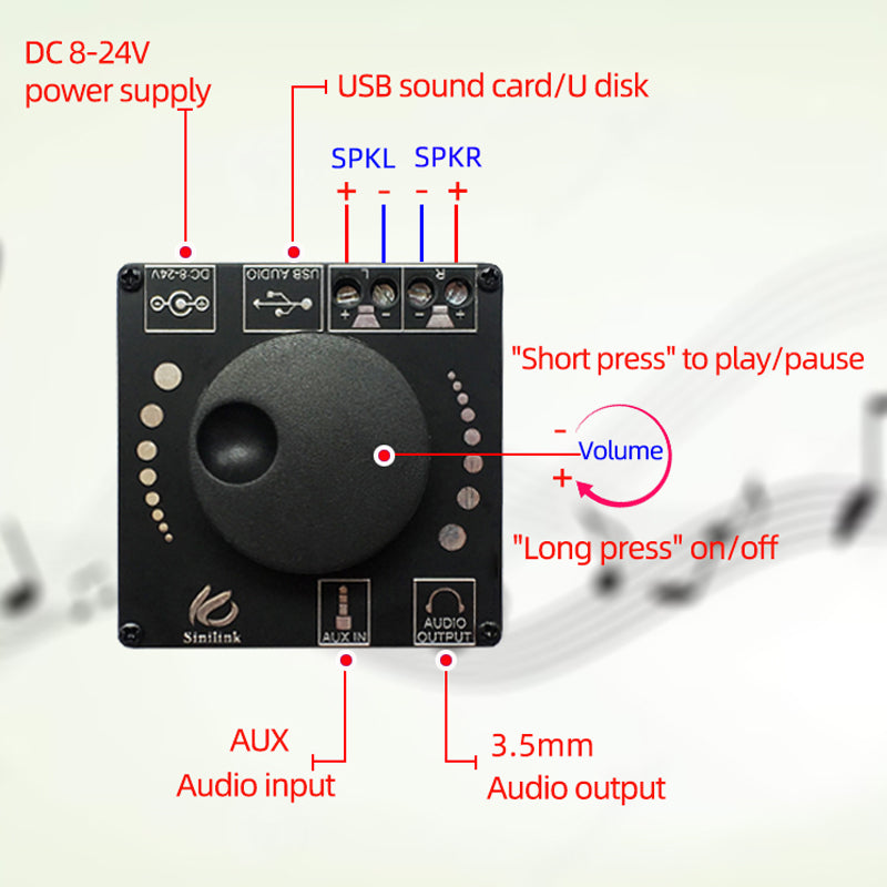 2*50W Speaker Class D Audio Power Amplifier 30W~300W TPA3116 HiFi Stereo USB Music Sound Card App Digital pcb assembly Customize