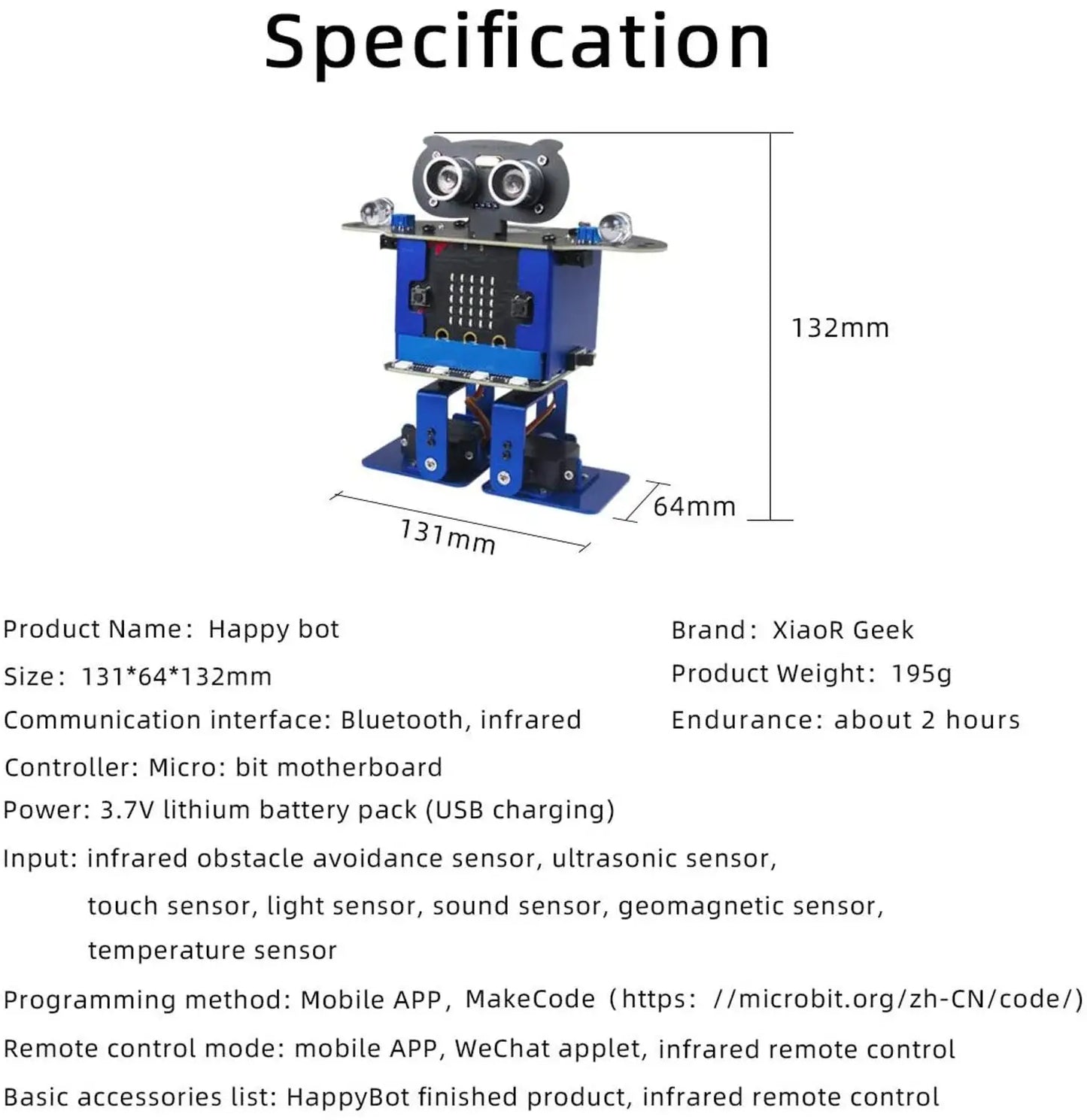 Custom Robot Toy with Micro: bit Graphical Programming Educational Stem Toys Robotics for Kids,Dance,Playing Piano,Touch Manufacturer