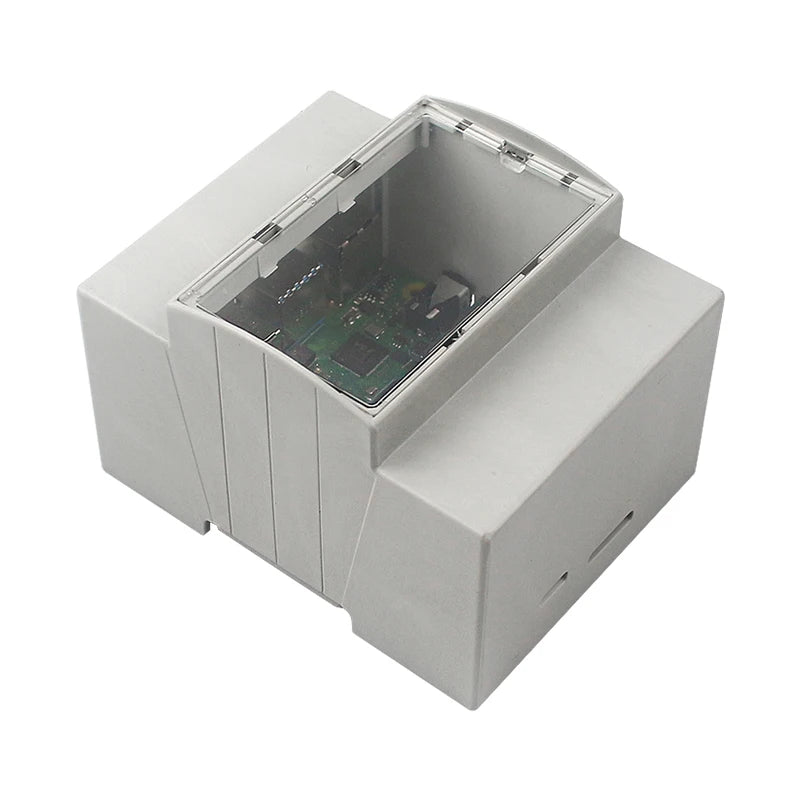 Raspberry Pi 5/4/3 ABS Case with DIN Rail Mount Modular Design Large Inner Space Optional Aluminum Heatsink Cooling Fan