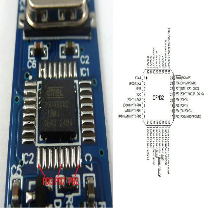 Custom OEM TB347 USB162 AVR USB Dongle Development Board Replace ATMEGA32U2 MCU Game DFU Flip Manufacturer