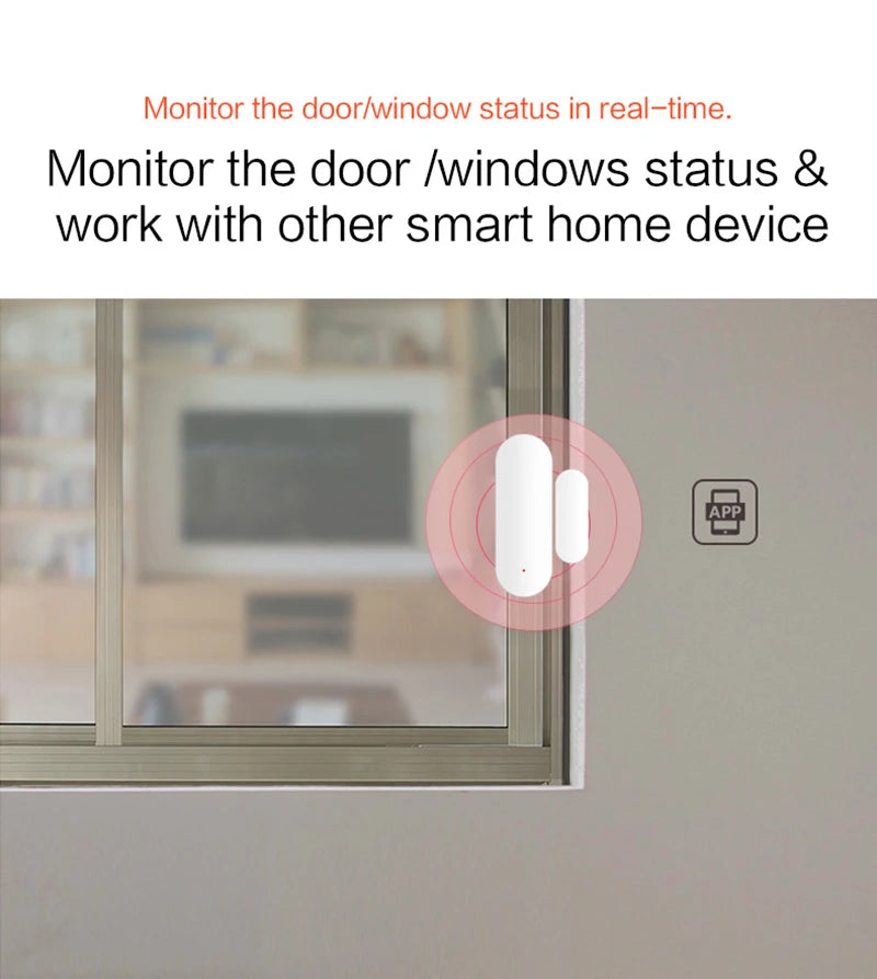 Custom Lonten WIFI Smart Door Window Sensor App Notification Alerts Battery Operated Home Security Sensor Tuya Support Alexa Google Hom Manufacturer