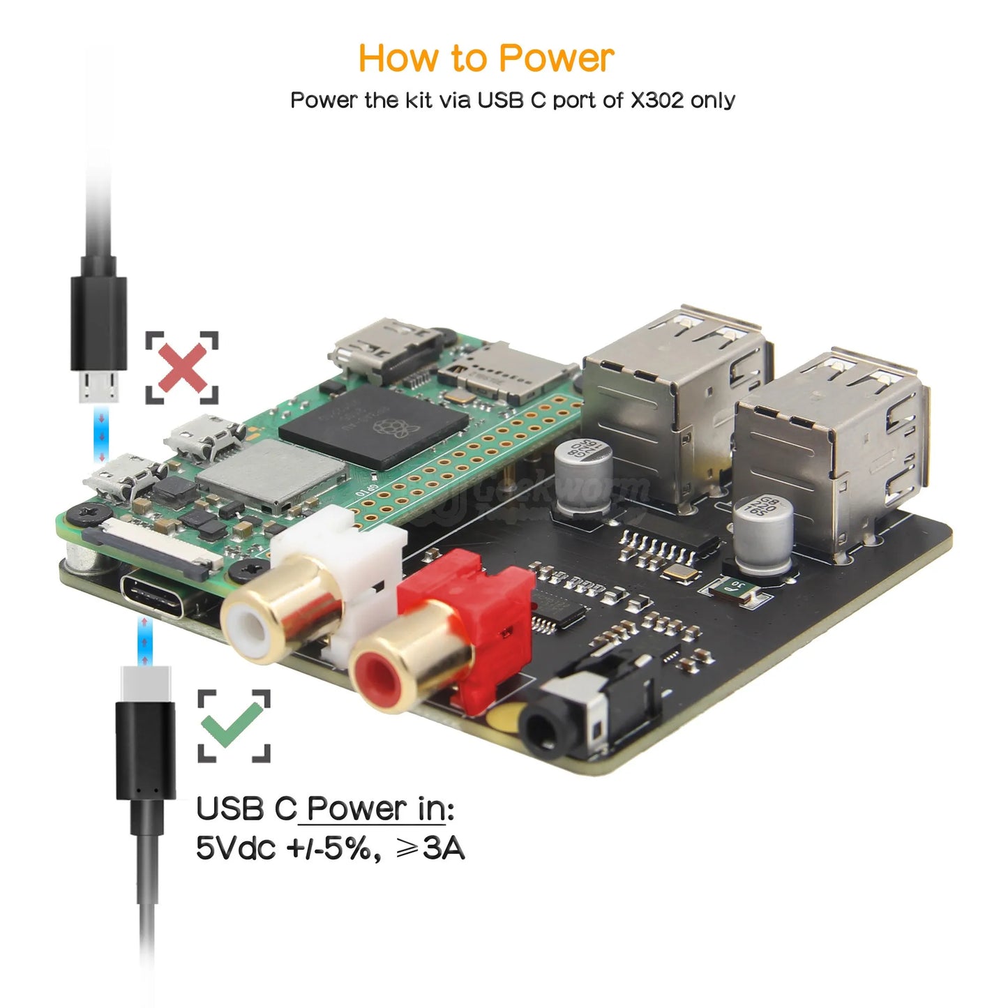 Custom Raspberry Pi X302 Hifi Dac Hoed Audio Card &amp; Usb Hub Voor Raspberry Pi Nul 2 W / Zero W (Niet Ondersteuning Pi Zero/Nul Wh) Manufacturer