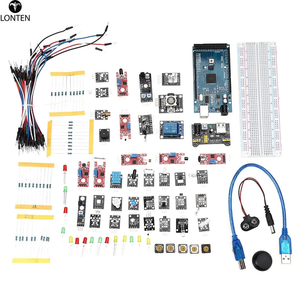 Custom Lonten DIY Mega 2560 R3 HC-SR04 Development Board 37 in 1 Sensor Kit For arduinos with plastic box pack Manufacturer