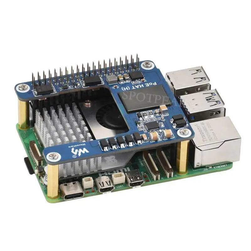 Custom Raspberry Pi 5 PoE MINI HAT (H) 5V/5A Power Over RJ45 Ethernet 802.3af/at Module Waveshare