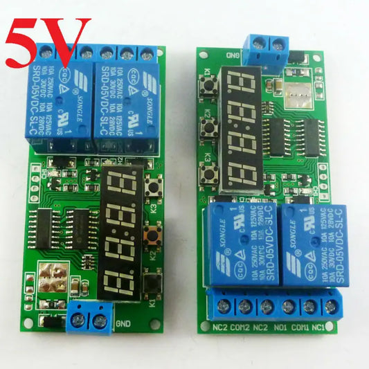 Custom OEM KC22B02_5V*2 2pcs KC22B02 DC 5V 2 Channel 9 function Delay Timer Relay Module Controller Motor Reverse Timers 1-9999s Manufacturer