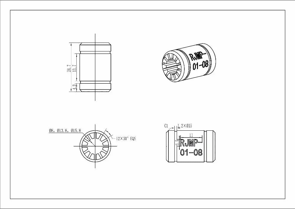 Custom 1pcs RJMP-01-08 Solid Polymer LM8UU Linear Bearing 8mm Shaft CNC Plastic Bushing Reprap Medel For Prusa i3 3D Printer Parts Manufacturer