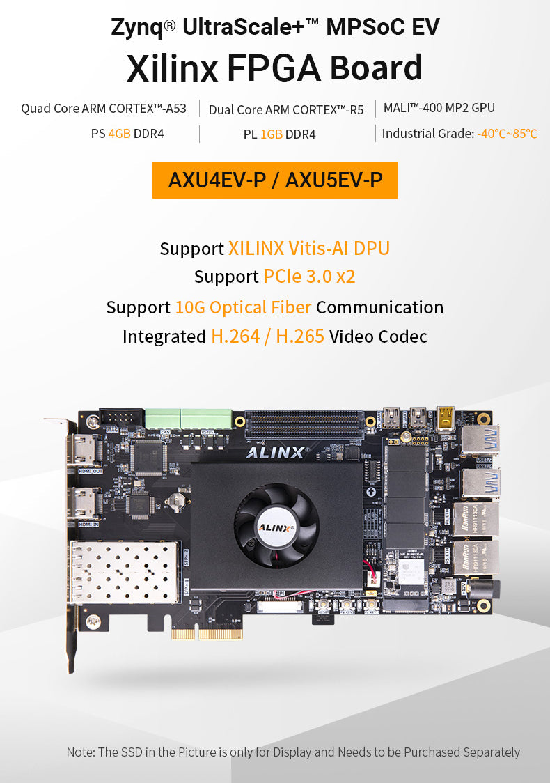 AXU4EV-P: Xilinx Zynq UltraScale+ MPSoC ZU4EG FPGA Board PCIe3.0 H.265 Automotive ADAS Vitis-AI Custom PCB pcba cks