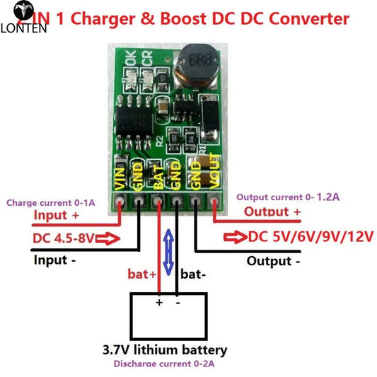 Custom 3.7V 4.2V Charger & 5V 6V 9V 12V Discharger Board DC DC Converter Boost Module for diy UPS mobile power 18650 lithium battery Manufacturer