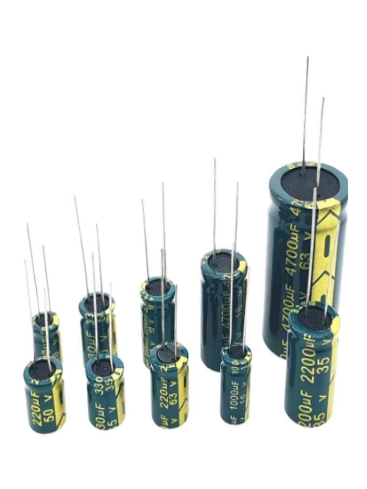 Custom 5-20pcs 47UF 100UF 220UF 330UF 470UF 680UF 1000UF 1500UF 2200UF 10V 16V 25V 50V-450V low ESR high frequency aluminum capacitorManufacturer
