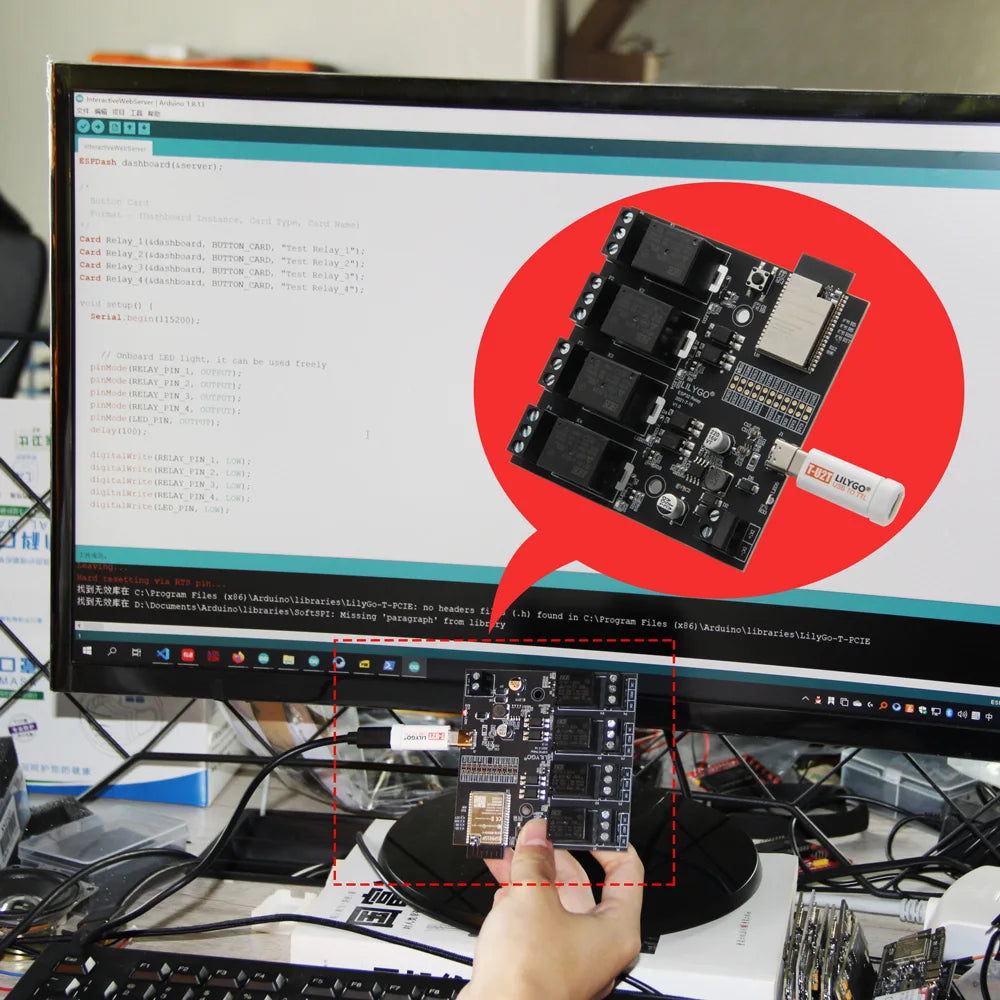 Custom TTGO T-Relay ESP32 chip DC 5V 4 group Relay 4MB Flash Iot Relay supports WiFi custom PCB motor fan controller PCBA Manufacturer