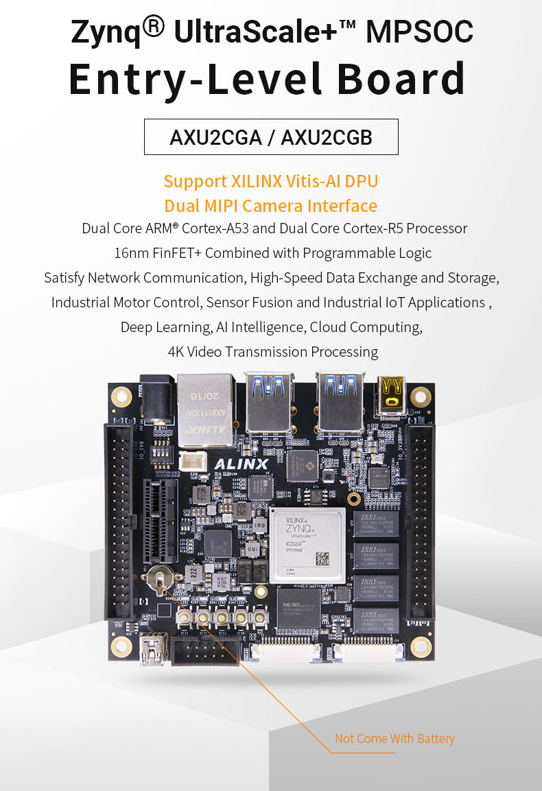 AXU2CGB: Xilinx Zynq UltraScale+ MPSoC ZU2CG FPGA Development Board Vitis-AI DPU 2GB DDR4 8GB EMMC Custom PCB assembly